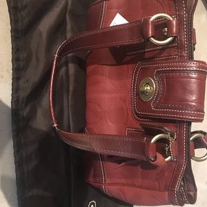 Coach Leather Handbag New with tags Burgundy Red.